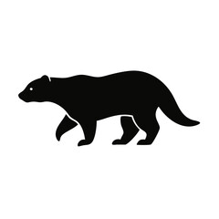 walking honey badger silhouette in black, perfect for wildlife-themed illustrations, conservation campaigns, educational designs, and resilient animal branding
