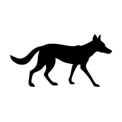 Fototapeta premium walking dhole silhouette in black, ideal for wildlife-themed designs, conservation projects, educational materials, and environmental campaigns 