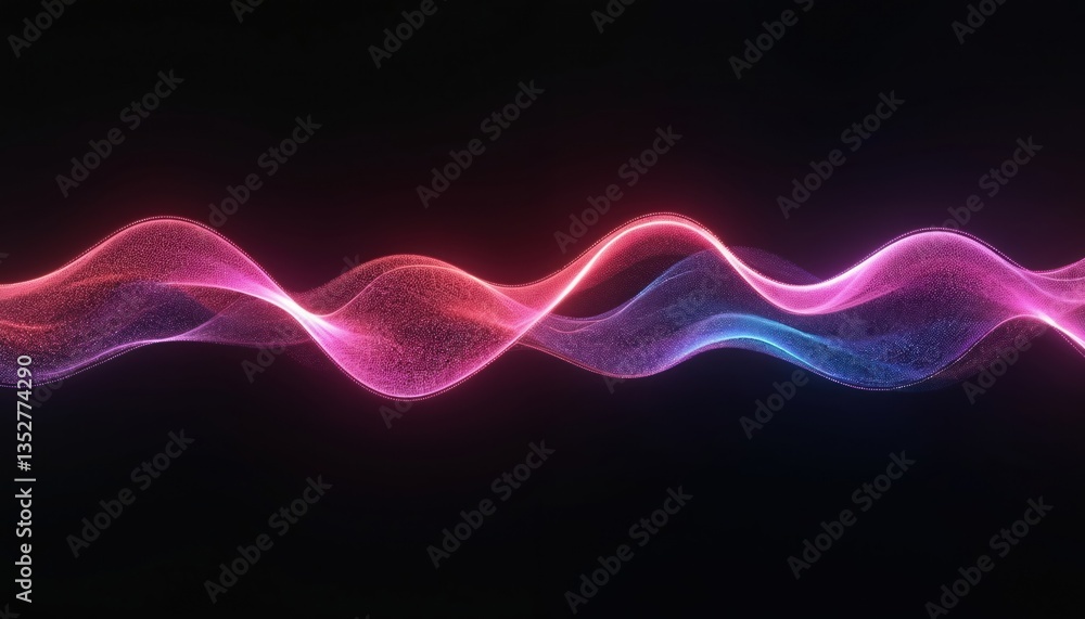 Poster abstract wave lines pattern dynamic colorful light flowing isolated on black background. concept of 
