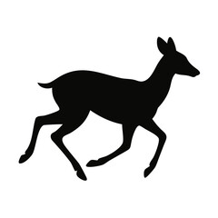 Fototapeta premium black silhouette of walking roe deer for versatile use in wildlife branding, educational designs, and artistic projects 