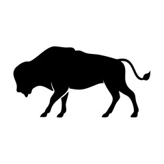 Obraz premium black silhouette of walking bison for wildlife-themed branding, educational resources, and creative designs 