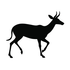 black silhouette of walking springbok for creative designs including wildlife branding, educational materials, and artistic projects
