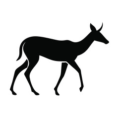 Obraz premium black silhouette of walking impala for creative applications in wildlife branding, educational materials, and artistic designs 