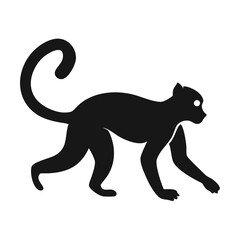 Obraz premium black silhouette of walking sifaka for creative applications including wildlife branding, educational content, and artistic designs 