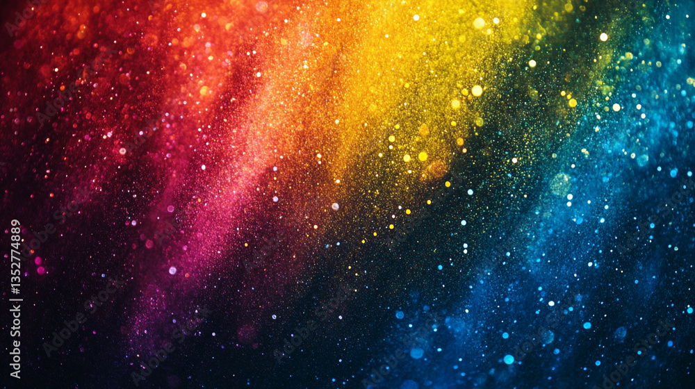 Poster a vibrant rainbow of glitter and bokeh lights creating a colorful and sparkling abstract background