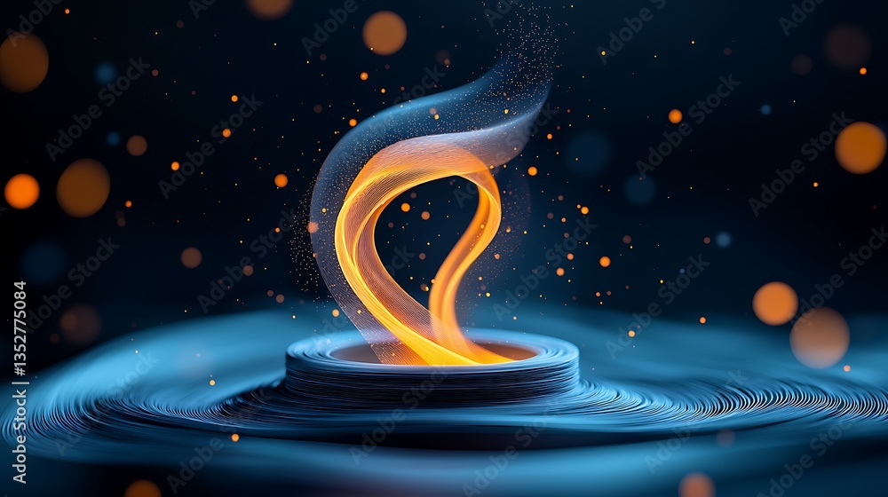 Poster abstract information streams loop video: orange and blue energy flow