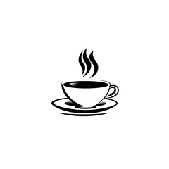 Obraz premium A steaming cup of coffee on a saucer