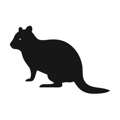 Obraz premium black silhouette of a quokka sitting upright – ideal for wildlife illustrations, eco-friendly branding, educational projects, and nature-inspired art designs. 