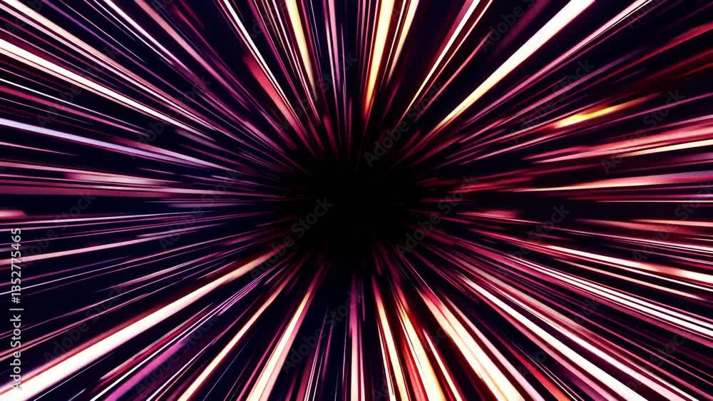 Poster Dynamic starburst with radial lines on dark background, space and speed concept