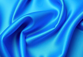 Obraz premium Smooth, shiny blue fabric with a wave pattern, fabric texture, luxury