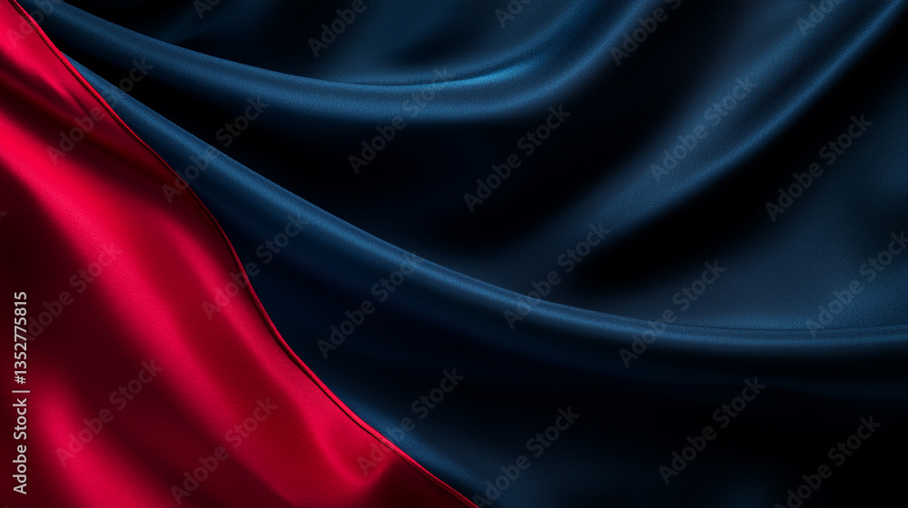 Poster a close up of flowing red and blue satin fabric creating a luxurious and elegant background texture