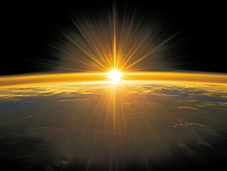 Fototapeta premium A beautiful and radiant sunrise over the planet Earth
