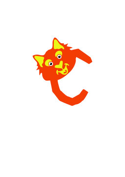 chat lettre c dessin