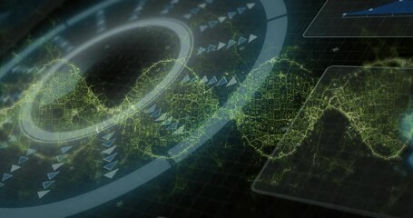 DNA strand and binary coding, processing scientific data in animation - Powered by Adobe