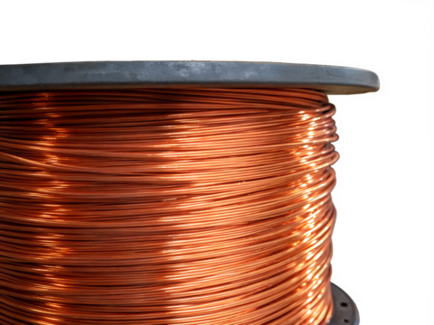 Copper Wire Coil on Transparent Background