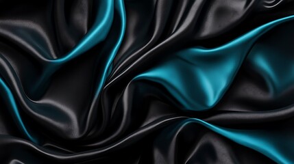 Obraz premium Luxurious Black and Teal Silk Fabric Texture