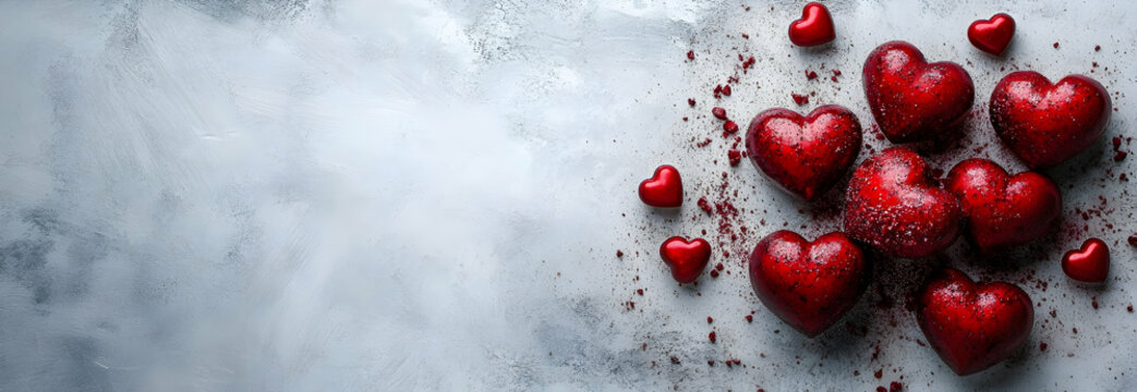 Valentine's Day hearts with copy space, Saint Valentine background concept, blank space, HD