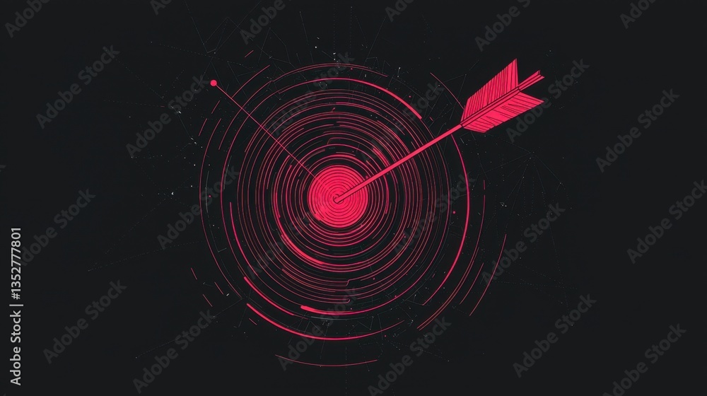 Poster target practice visual with concentric circles and a central red bullseye highlighted by an arrow