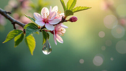 Delicate Blooms with Dew: The Beauty of Spring Mornings