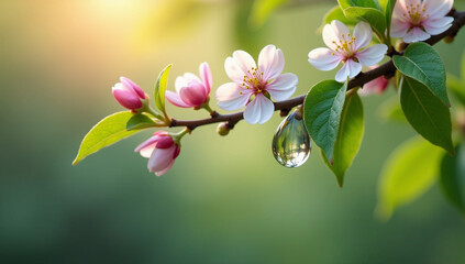 Delicate Blooms with Dew: The Beauty of Spring Mornings