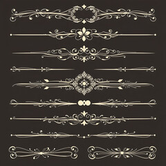 Fototapeta premium Set of decorative dividers elements. Vintage calligraphy collection