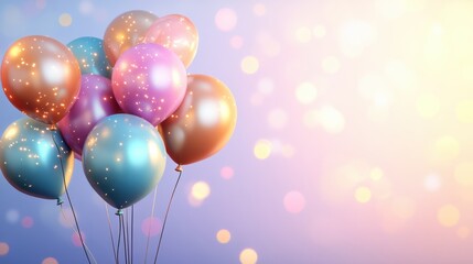 Colorful Balloons with Sparkles on a Soft Blurred Background