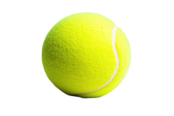 Bright yellow tennis ball with detailed textured surface, cut out