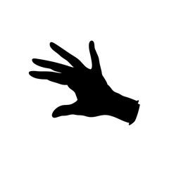 Obraz premium Black silhouette of a hand reaching out against a white background 