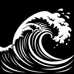 Powerful waves crashing in dynamic black and white style  