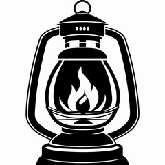 Vintage Oil Lantern with Flame on a Clean Background  