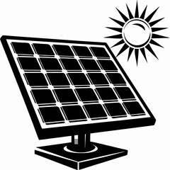 Solar panel generating energy against a bright sun  