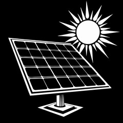 Solar Panel Facing Sunlight on a Dark Background  