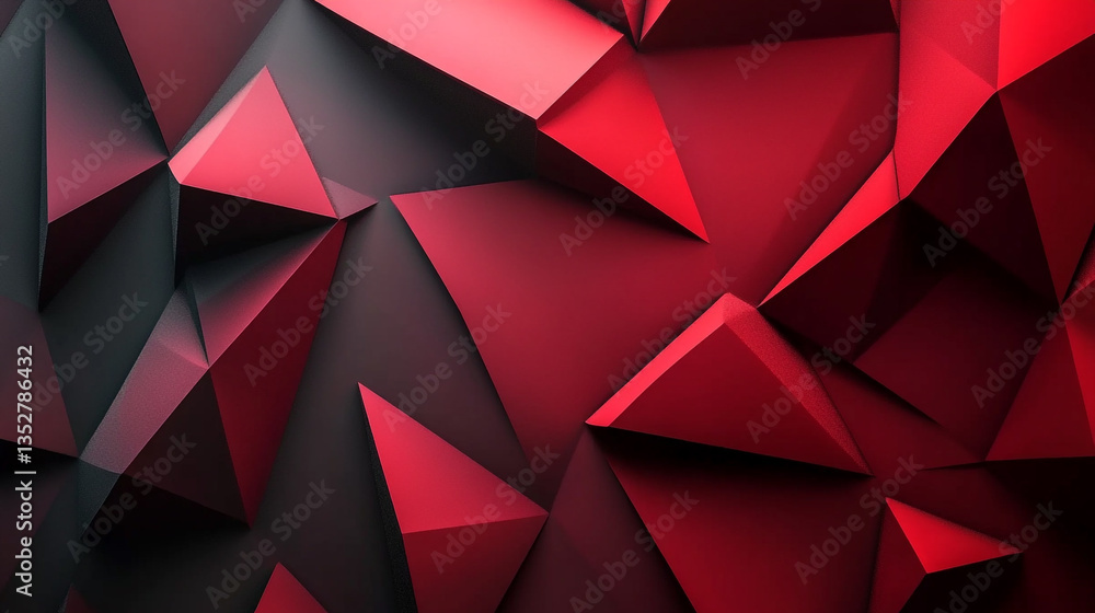 Poster an abstract geometric background with red and black triangles creating a textured surface design