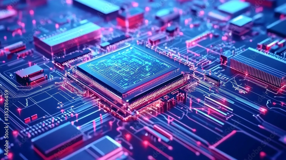 Poster digital core: a high-resolution close-up of a modern microchip