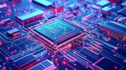 Fototapeta premium Digital Core: A High-Resolution Close-Up of a Modern Microchip