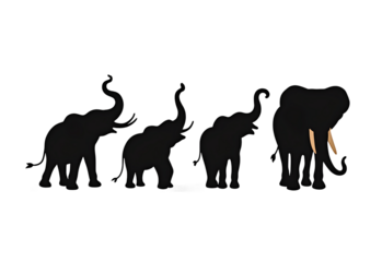  "Majestic Elephant Silhouettes at Sunset"