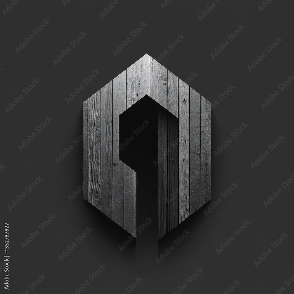 Aufkleber abstract wooden shield: geometric simplicity in dark tones with subtle shadow play