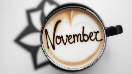 Fototapeta premium Latte Foam Swirls with Autumn Breeze Design, Perfect for November Vibes