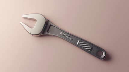 Obraz premium Adjustable Wrench on Soft Background Essential Tool for DIY Projects and Mechanical Repairs