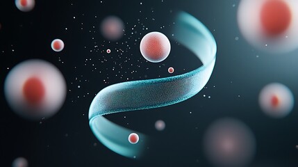 Abstract Green Cellular Background with Flowing Spiral