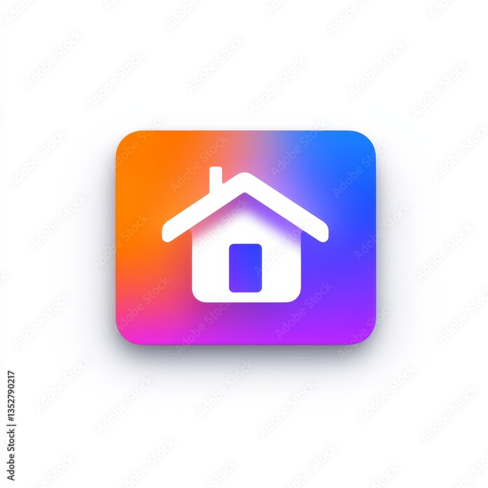 Poster modern home icon on gradient background, minimalist design for apps and websites with subtle shadow 