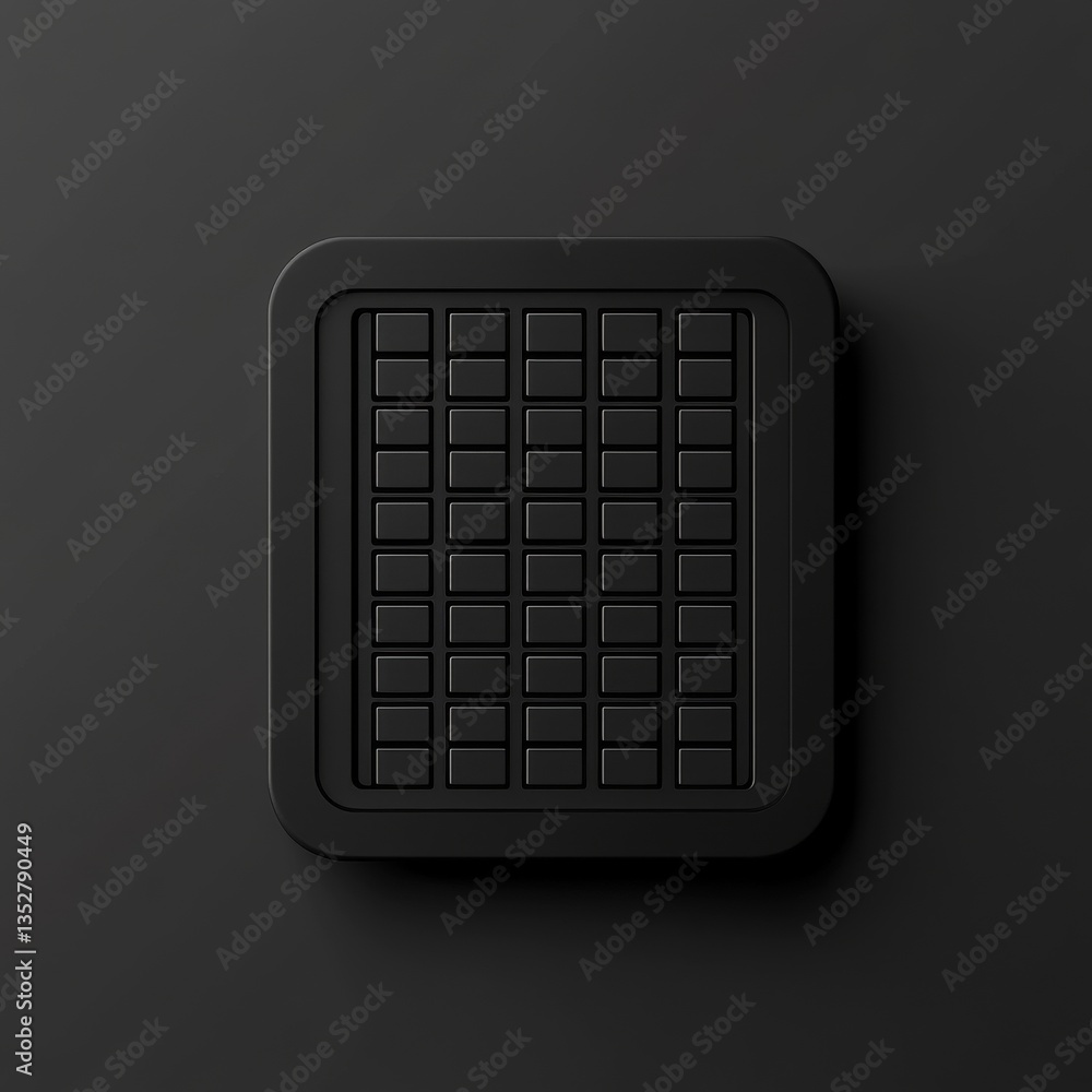 Aufkleber Monochrome Abstract: Dark Grid Array with Minimalist Design and Subtle Shadows in Black, Creating a Geometric Pattern.