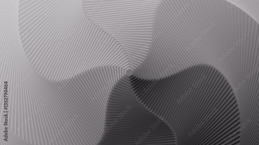 Poster minimal white repeating hexagon in slow looped rotation. abstract background in gray color. modern b