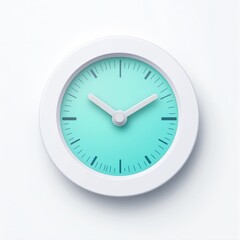 Modern Minimalist Clock with Teal Face and White Frame on a Clean White Background