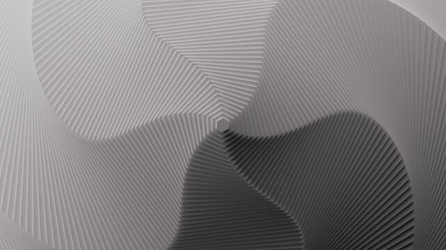 Minimal white repeating hexagon in slow looped rotation. Abstract background in gray color. Modern background for business, event, party, carnival, celebration, anniversary or other. 3D rendering.