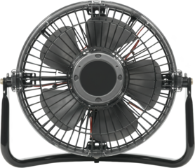 Compact Black Desk Fan with Transparent Blades Close up Product Shot