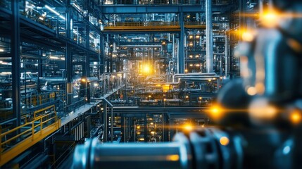 Fototapeta premium Industrial Complex, Symphony of Steel and Light