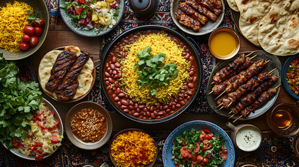 Fototapeta premium A colorful array of dishes brings a sense of warmth and togetherness, celebrating culinary traditions.