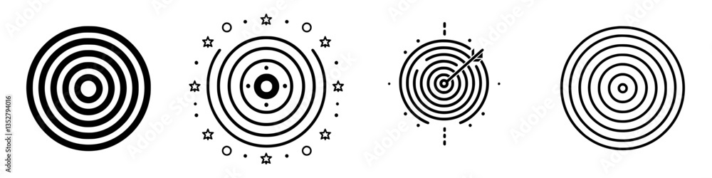 Poster patterns of concentric circles with varying designs showcasing abstract geometric art