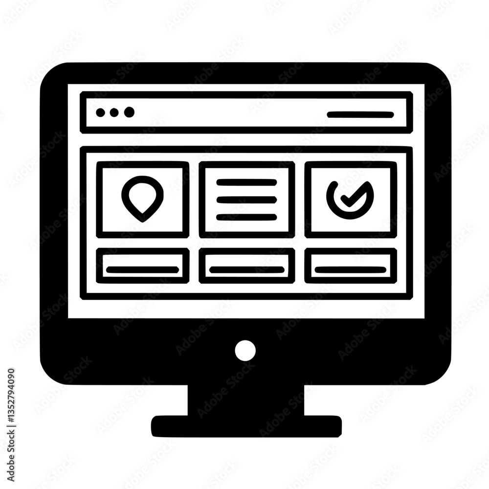 Poster digital interface displaying various navigation and information options on a computer screen